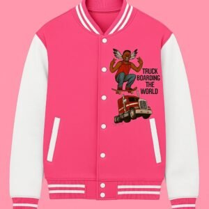 Truck Boarding The World Pink Varsity Jacket
